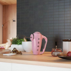 Mixer manual SMEG 50's Style HMF01PKEU, 250 W, 9 viteze, Functie Turbo, Afisaj LED, Timer, Accesorii, Roz