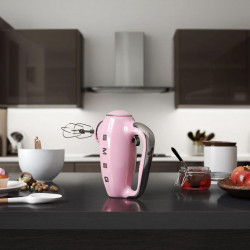 SMEG 50's Style HMF01PKEU Hand Mixer, 250W, 9 speeds, Turbo, Hidden LED display, Timer, Accessories, Pink