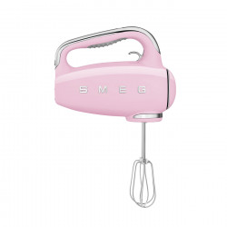 Χειροκίνητο μίξερ SMEG 50's Style HMF01PKEU, 250 W, 9 ταχύτητες, λειτουργία Turbo, κρυφή οθόνη LED, χρονοδιακόπτης, εξαρτήματα, ροζ