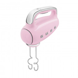 Χειροκίνητο μίξερ SMEG 50's Style HMF01PKEU, 250 W, 9 ταχύτητες, λειτουργία Turbo, κρυφή οθόνη LED, χρονοδιακόπτης, εξαρτήματα, ροζ