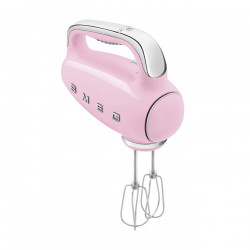 Ръчен миксер SMEG 50's Style HMF01PKEU, 250W, 9 скорости, Турбо, Скрит LED дисплей, Таймер, Аксесоари, Розов