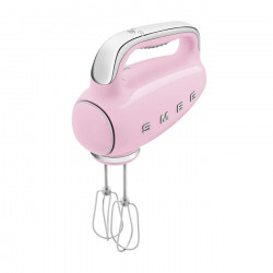 Mixer manual SMEG 50's Style HMF01PKEU, 250 W, 9 viteze, Functie Turbo, Afisaj LED, Timer, Accesorii, Roz