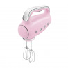 Mixer manual SMEG 50's Style HMF01PKEU, 250 W, 9 viteze, Functie Turbo, Afisaj LED, Timer, Accesorii, Roz