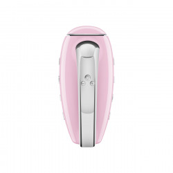 Mixer manual SMEG 50's Style HMF01PKEU, 250 W, 9 viteze, Functie Turbo, Afisaj LED, Timer, Accesorii, Roz
