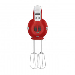 Ръчен миксер SMEG 50's Style HMF01RDEU, 250W, 9 скорости, Турбо, Скрит LED дисплей, Таймер, Аксесоари, Червен