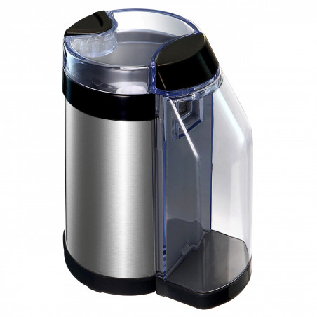 Rasnita de cafea Oliver Voltz OV51172D, 130 W, Recipient pentru cafea macinata de 50 g, 2 filtre pentru cafea macinata finsi grosier, Negru/Argintiu