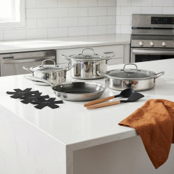Swiss Haus SH-ZG1012 Cookware Set, 12 pieces, Sapphire ceramic coating, Oven-safe up to 260°C, Induction-compatible, Silver