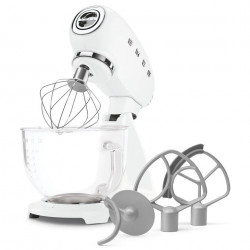 Mixer planetar SMEG SMF15WHEU, 1000 W, 4,8 l, 10 viteze, Actionare directa, Alb