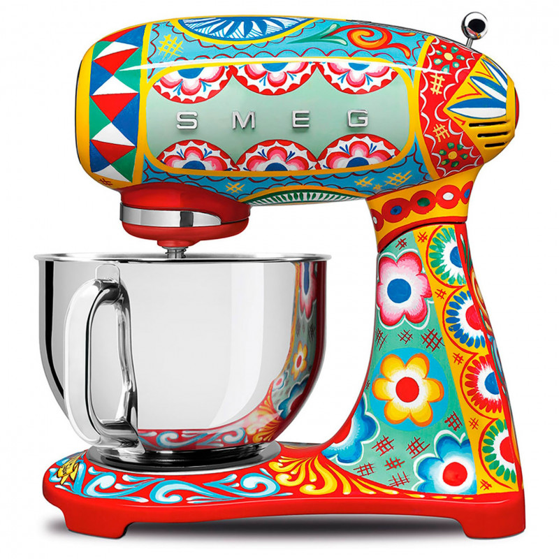 Mixer planetar SMEG Dolce & Gabbana SMF03DGEU, 800 W, 4,8 l, 10 viteze, Functie de pornire treptata, Multicolor