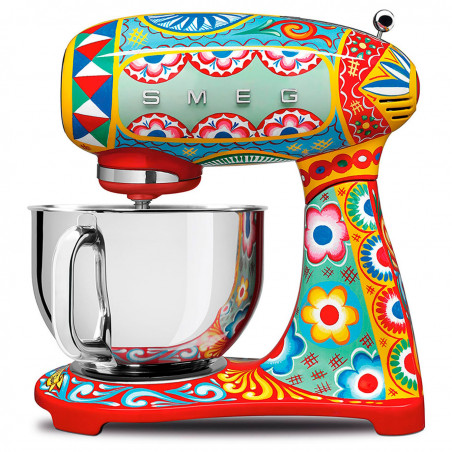 Μίξερ SMEG Dolce & Gabbana SMF03DGEU, 800 W, 4,8 λίτρα, 10 ταχύτητες, Λειτουργία ομαλής εκκίνησης, Αντιολισθητικά πόδια, Πολύχρωμο