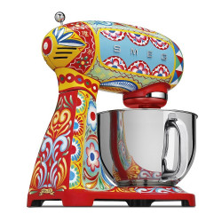 Планетарен миксер SMEG Dolce & Gabbana SMF03DGEU, 800 W, 4.8 л, 10 скорости, Функция за плавен старт, Крачета против хлъзгане, Многоцветен