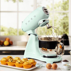 SMEG SMF03PGEU Stand Mixer, 800 W, 4.8 L, 10 speeds, Soft-start function, Non-slip feet, Pastel green