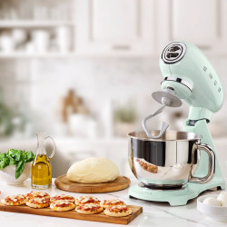 SMEG SMF03PGEU Stand Mixer, 800 W, 4.8 L, 10 speeds, Soft-start function, Non-slip feet, Pastel green