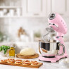 SMEG SMF03PKEU állványos keverőgép, 800 W, 4,8 l, 10 sebességfokozat, fokozatmentes indítás funkció, csúszásgátló lábak, rózsaszín