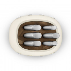 Set de cutite cu suport SMEG KBSF02CR, 7 piese, Manere din lemn de salcam, Otel inoxidabil german, Crem