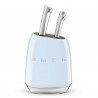 SMEG KBSF02PB Knife Set with Stand, 7-piece, Acacia Wood Handles, German Stainless Steel, Pastel Blue