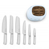 SMEG KBSF02PB Knife Set with Stand, 7-piece, Acacia Wood Handles, German Stainless Steel, Pastel Blue
