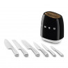 SMEG KBSF02BL Knife Set with Stand, 7-piece, Acacia Wood Handles, German Stainless Steel, Black