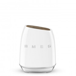Σετ μαχαιριών με βάση SMEG KBSF02WH, 7 τεμάχια, Λαβές από ξύλο ακακίας, Γερμανικός ανοξείδωτος χάλυβας, Λευκό