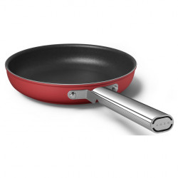 Tigaie cu capac SMEG CKFF2401RDM, 1,9 l, Ø24 cm, Acoperire cu teflon, Pana la 250°C, fără PFAS, Inductie, Rosu