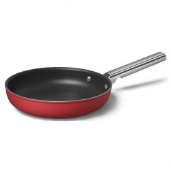Tigaie cu capac SMEG CKFF2401RDM, 1,9 l, Ø24 cm, Acoperire cu teflon, Pana la 250°C, fără PFAS, Inductie, Rosu