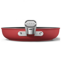 Tigaie cu capac SMEG CKFF2401RDM, 1,9 l, Ø24 cm, Acoperire cu teflon, Pana la 250°C, fără PFAS, Inductie, Rosu