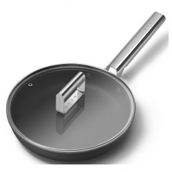 Tigaie cu capac SMEG CKFF2401BLM, 1,9 l, Ø24 cm, Acoperire cu teflon, Pana la 250°C, fără PFAS, Inductie, Negru