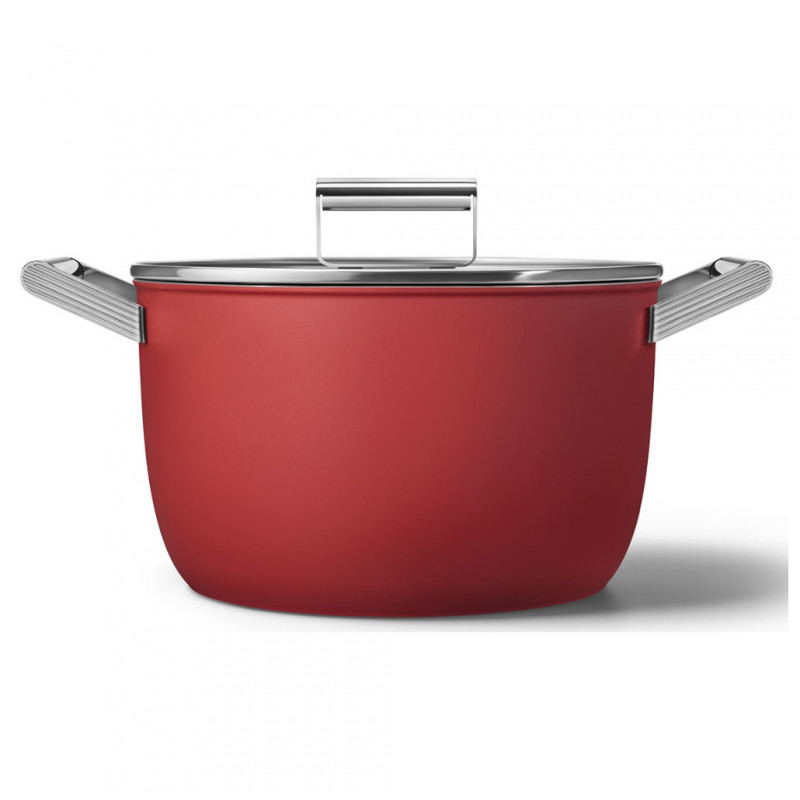 SMEG CKFC2611RDM serpenyő, 7,7 l, Ø26 cm, teflonbevonat, 250 °C-ig, indukciós, piros