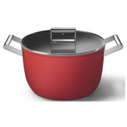 SMEG CKFC2611RDM serpenyő, 7,7 l, Ø26 cm, teflonbevonat, 250 °C-ig, indukciós, piros