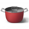 Тенджера SMEG CKFC2611RDM, 7.7 л, Ø26 см, Тефлоново покритие, До 250°C, Индукция, Червен