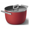 Oala cu capac SMEG CKFC2611RDM, 7,7 l, Ø26 cm, Acoperire cu teflon, Pana la 250°C, Inductie, Rosu