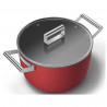 SMEG CKFC2611RDM serpenyő, 7,7 l, Ø26 cm, teflonbevonat, 250 °C-ig, indukciós, piros