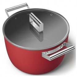 Κατσαρόλα SMEG CKFC2611RDM, 7,7 λίτρα, Ø26 εκ., Επίστρωση τεφλόν, Έως 250 °C, Για επαγωγικές εστίες, Κόκκινη