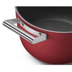 SMEG CKFC2611RDM serpenyő, 7,7 l, Ø26 cm, teflonbevonat, 250 °C-ig, indukciós, piros