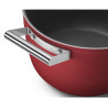 Oala cu capac SMEG CKFC2611RDM, 7,7 l, Ø26 cm, Acoperire cu teflon, Pana la 250°C, Inductie, Rosu