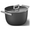 Oala cu capac SMEG CKFC2611BLM, 7,7 l, Ø26 cm, Acoperire cu teflon, Pana la 250°C, Inductie, Negru