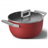 Тенджера SMEG CKFC2411RDM, 4.8 л, Ø24 см, Тефлоново покритие, До 250°C, Индукция, Червен