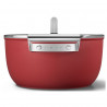 Oala cu capac SMEG CKFC2411RDM, 4,8 l, Ø24 cm, Acoperire cu teflon, Pana la 250°C, Inductie, Rosu