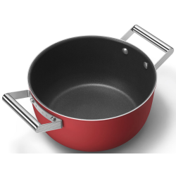 SMEG CKFC2411RDM serpenyő, 4,8 l, Ø24 cm, teflonbevonat, 250 °C-ig, indukciós főzésre alkalmas, piros