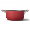 Oala cu capac SMEG CKFC2411RDM, 4,8 l, Ø24 cm, Acoperire cu teflon, Pana la 250°C, Inductie, Rosu