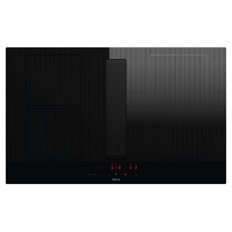 Plita vitroceramica incorporabila cu sistem de aspirare Elica Nikola Tesla Velvet BL/A/83, 7,2 kW, Capacitate de aspirare 620 m³/h, Autocapture, Comfort Silence, Bridge Zone, Stop&Go, Negru