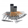 Oliver Voltz OV51612BG 19-Piece Kitchen Set, Knives, Silicone Utensils, Organizer, Cutting Board, Gray