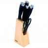 Set de cutite Oliver Voltz OV51633LW, 7 piese, Suport de depozitare din lemn, Negru/Lemn