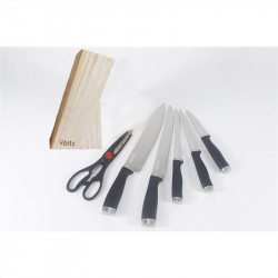 Set de cutite Oliver Voltz OV51633LW, 7 piese, Suport de depozitare din lemn, Negru/Lemn