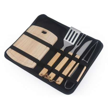 Set de ustensile pentru gratar Oliver Voltz OV51710B, 6 piese, Otel inoxidabil, Geanta de depozitare, Negru