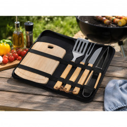 Set de ustensile pentru gratar Oliver Voltz OV51710B, 6 piese, Otel inoxidabil, Geanta de depozitare, Negru