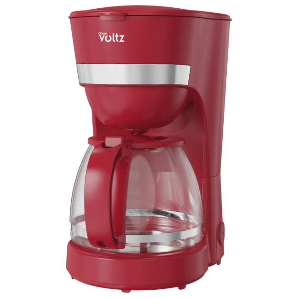 Кафемашина Oliver Voltz OV51170WN, 600W, 1.25 л, Противокапкова система, Прозрачен резервоар за вода, Червен