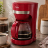 Oliver Voltz OV51170WN kávéfőző, 600 W, 1,25 l, cseppmentes rendszer, átlátszó víztartály, piros