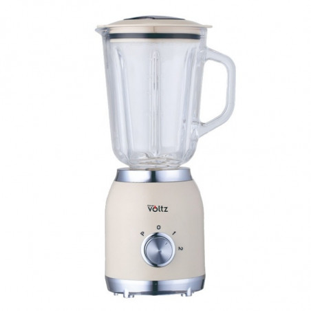 Blender Voltz OV51162G, 600 W, 1,5 l, 2 viteze + functie Pulse, Recipient din sticla, Crem