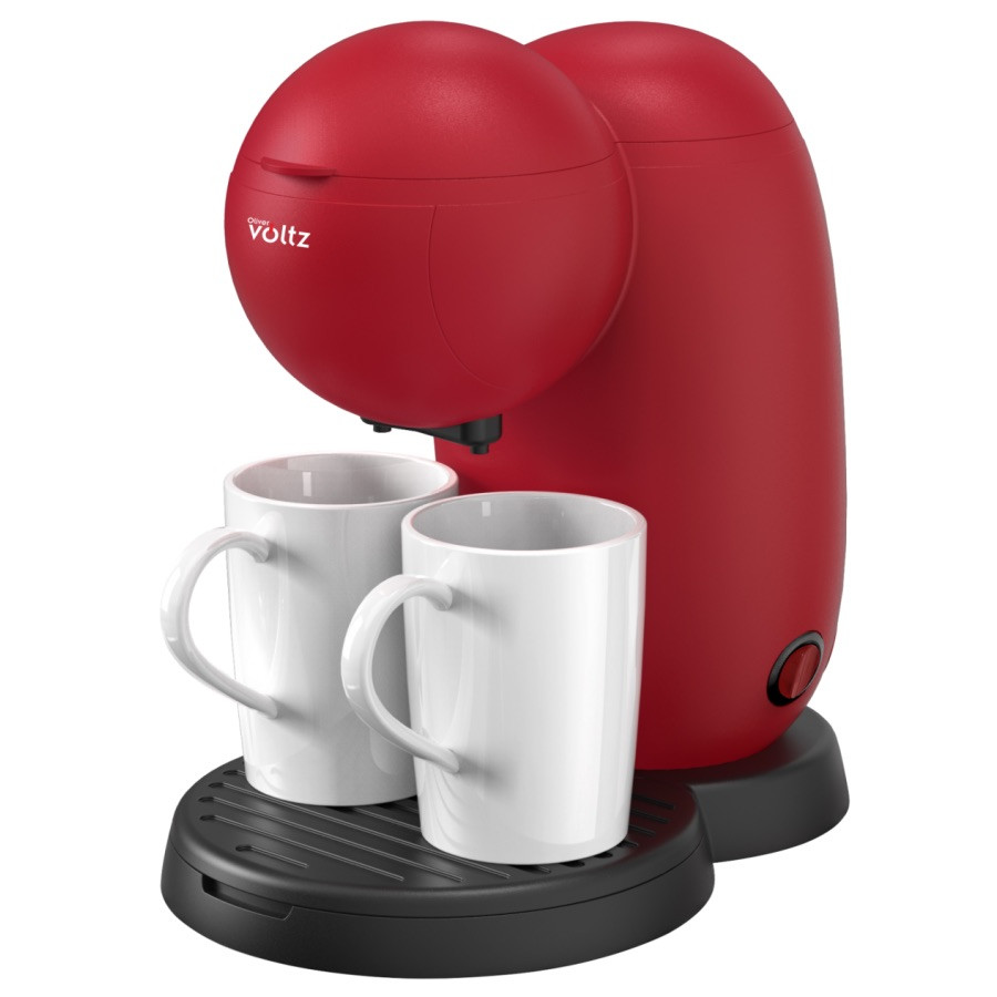Cafetiera electrica Oliver Voltz OV51170G, 450 W, 300 ml, 2 cesti din ceramica, Rosu